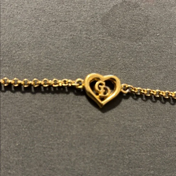 Gold Tone Christian Dior Heart Bracelet - Picture 2 of 6